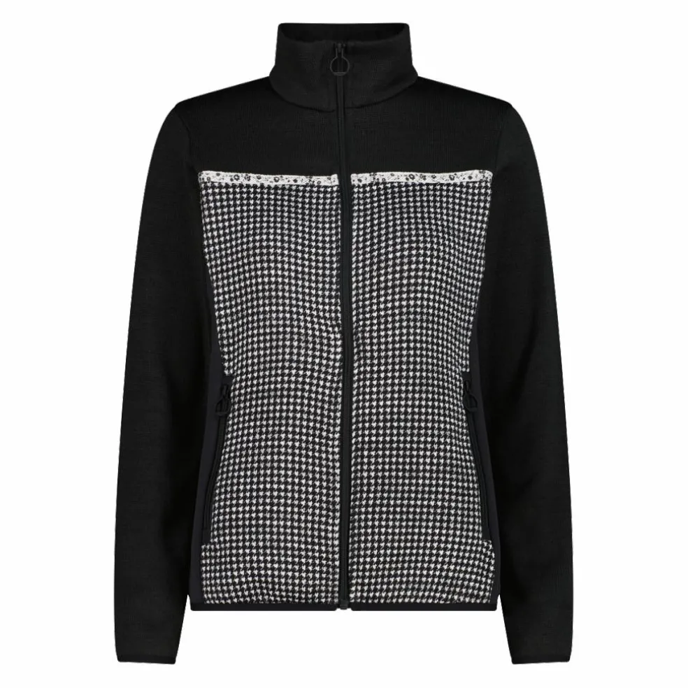 Giacca in pile da donna in knit tech stampata