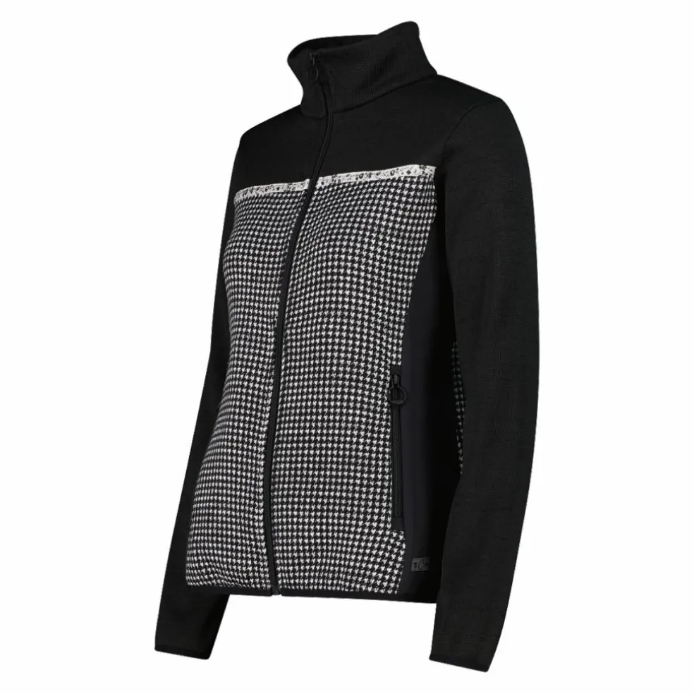 Giacca in pile da donna in knit tech stampata