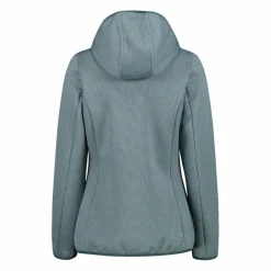 Giacca in pile da donna in knit tech melange con cappuccio