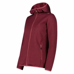 Giacca in pile da donna in knit tech melange con cappuccio