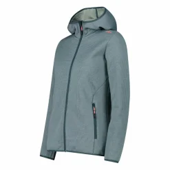 Giacca in pile da donna in knit tech melange con cappuccio
