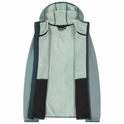 Giacca in pile da donna in knit tech melange con cappuccio