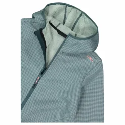 Giacca in pile da donna in knit tech melange con cappuccio