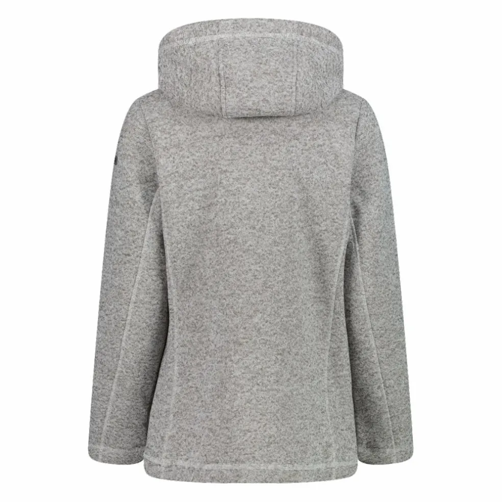 Giacca in pile da donna in knit tech melange con cappuccio