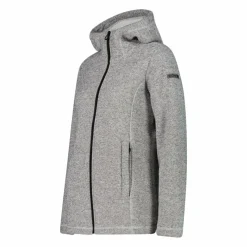 Giacca in pile da donna in knit tech melange con cappuccio