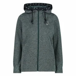 Giacca in pile da donna in knit tech con cappuccio con dettagli floreali