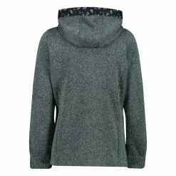 Giacca in pile da donna in knit tech con cappuccio con dettagli floreali