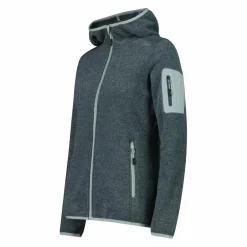 Giacca in pile da donna in knit-tech mélange con cappuccio