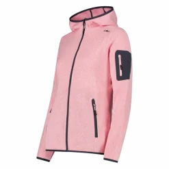 Giacca in pile da donna in knit-tech mélange con cappuccio