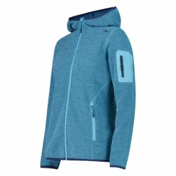 Giacca in pile da donna in knit-tech mélange con cappuccio
