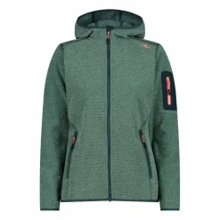 Giacca in pile da donna in knit-tech mélange con cappuccio
