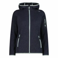 Giacca in pile da donna in knit-tech mélange con cappuccio