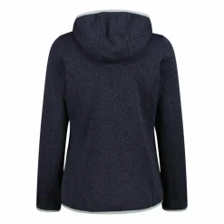 Giacca in pile da donna in knit-tech mélange con cappuccio