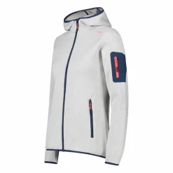 Giacca in pile da donna in knit-tech mélange con cappuccio