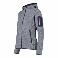 Giacca in pile da donna in knit-tech mélange con cappuccio