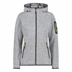 Giacca in pile da donna in knit-tech mélange con cappuccio