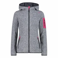 Giacca in pile da donna in knit-tech mélange con cappuccio
