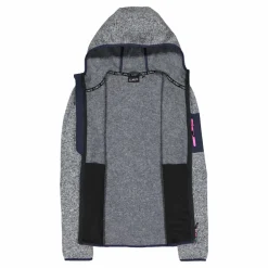 Giacca in pile da donna in knit-tech mélange con cappuccio