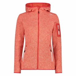 Giacca in pile da donna in knit-tech mélange con cappuccio