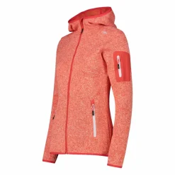 Giacca in pile da donna in knit-tech mélange con cappuccio