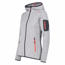 Giacca in pile da donna in knit-tech mélange con cappuccio