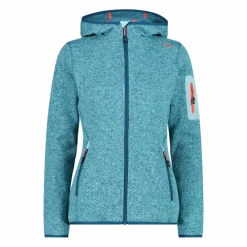 Giacca in pile da donna in knit-tech mélange con cappuccio