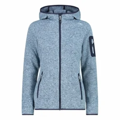 Giacca in pile da donna in knit-tech mélange con cappuccio