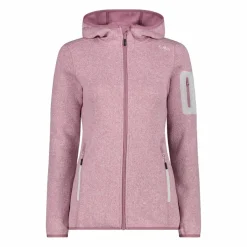 Giacca in pile da donna in knit-tech mélange con cappuccio