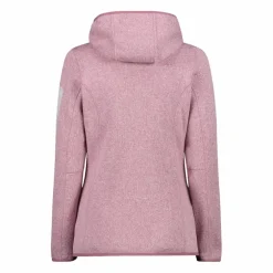 Giacca in pile da donna in knit-tech mélange con cappuccio