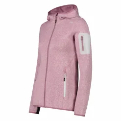 Giacca in pile da donna in knit-tech mélange con cappuccio