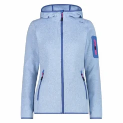 Giacca in pile da donna in knit-tech mélange con cappuccio