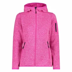 Giacca in pile da donna in knit-tech mélange con cappuccio