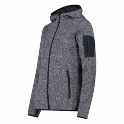 Giacca in pile da donna in knit-tech mélange con cappuccio