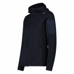 Giacca in pile da donna in knit-tech mélange con cappuccio