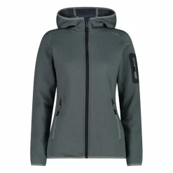 Giacca in pile da donna in knit-tech mélange con cappuccio
