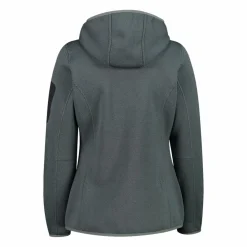 Giacca in pile da donna in knit-tech mélange con cappuccio