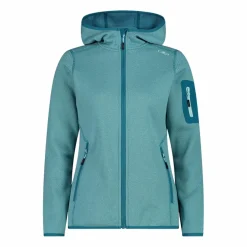 Giacca in pile da donna in knit-tech mélange con cappuccio