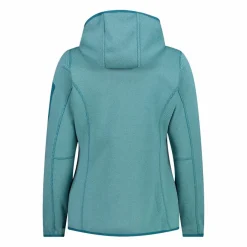 Giacca in pile da donna in knit-tech mélange con cappuccio