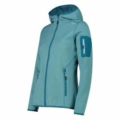 Giacca in pile da donna in knit-tech mélange con cappuccio