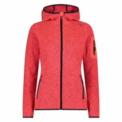 Giacca in pile da donna in knit-tech mélange con cappuccio