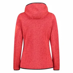 Giacca in pile da donna in knit-tech mélange con cappuccio