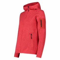 Giacca in pile da donna in knit-tech mélange con cappuccio