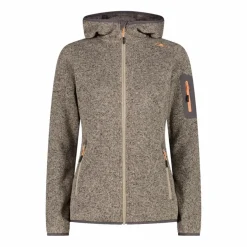 Giacca in pile da donna in knit-tech mélange con cappuccio