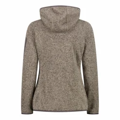 Giacca in pile da donna in knit-tech mélange con cappuccio