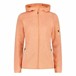 Giacca in pile da donna in knit-tech mélange con cappuccio