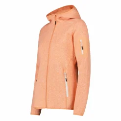 Giacca in pile da donna in knit-tech mélange con cappuccio