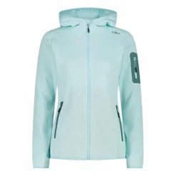 Giacca in pile da donna in knit-tech mélange con cappuccio