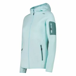 Giacca in pile da donna in knit-tech mélange con cappuccio