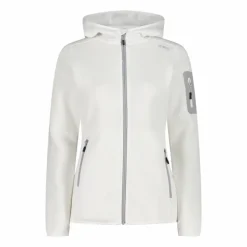 Giacca in pile da donna in knit-tech mélange con cappuccio