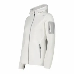 Giacca in pile da donna in knit-tech mélange con cappuccio